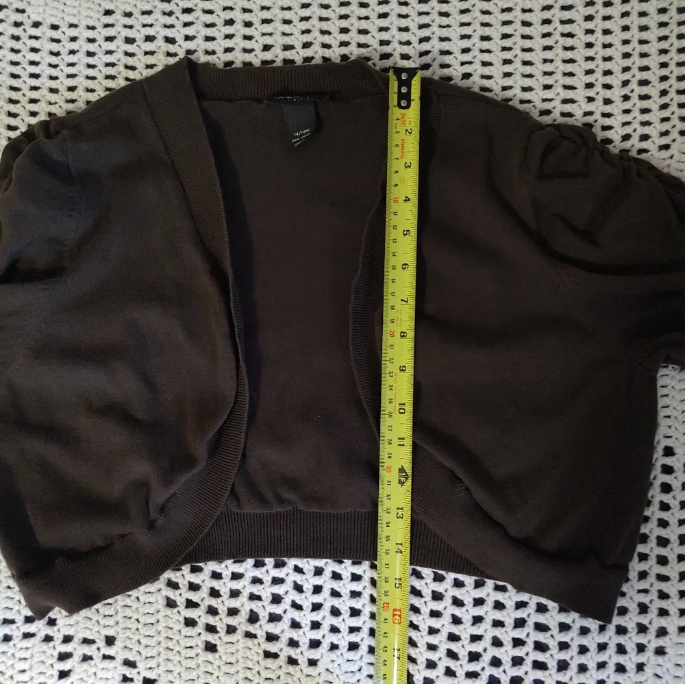 Lane Bryant Brown Open Short Sleeve Shrug Size 14/16 - Picture 10 of 11